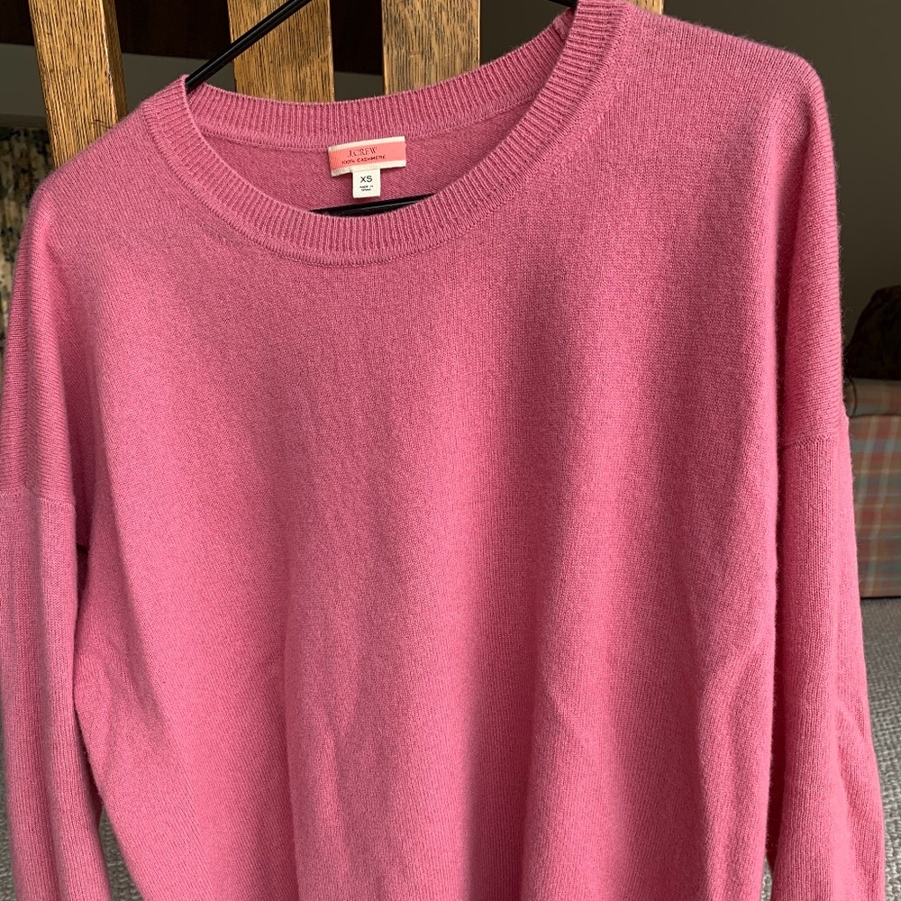 NWOT J Crew 100% Cashmere Pink Oversized Sweater XS